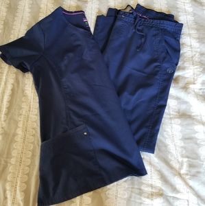 XL Navy Healing Hands Purple Label Yoga Scrub Set